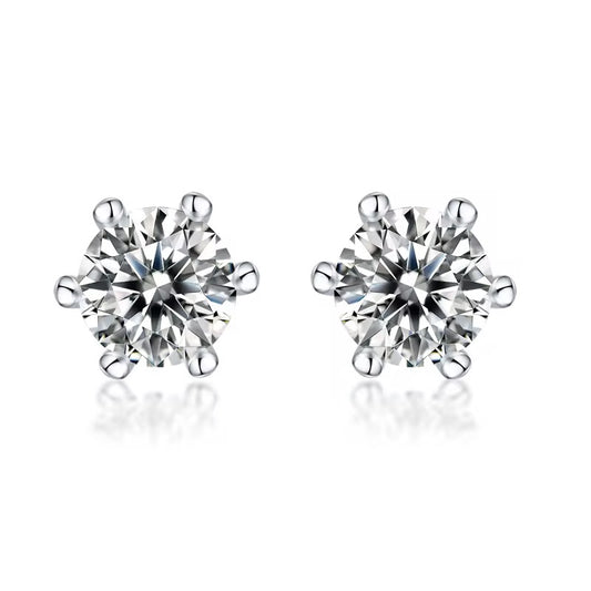 Brilliant Moissanite Diamond Studs – 925 Silver & Platinum Plated