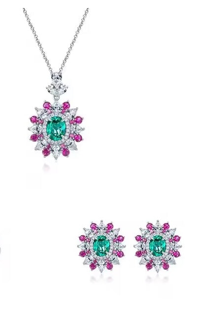 Elegant Emerald Bloom Jewelry Set - Sterling Silver - ShopSmart 