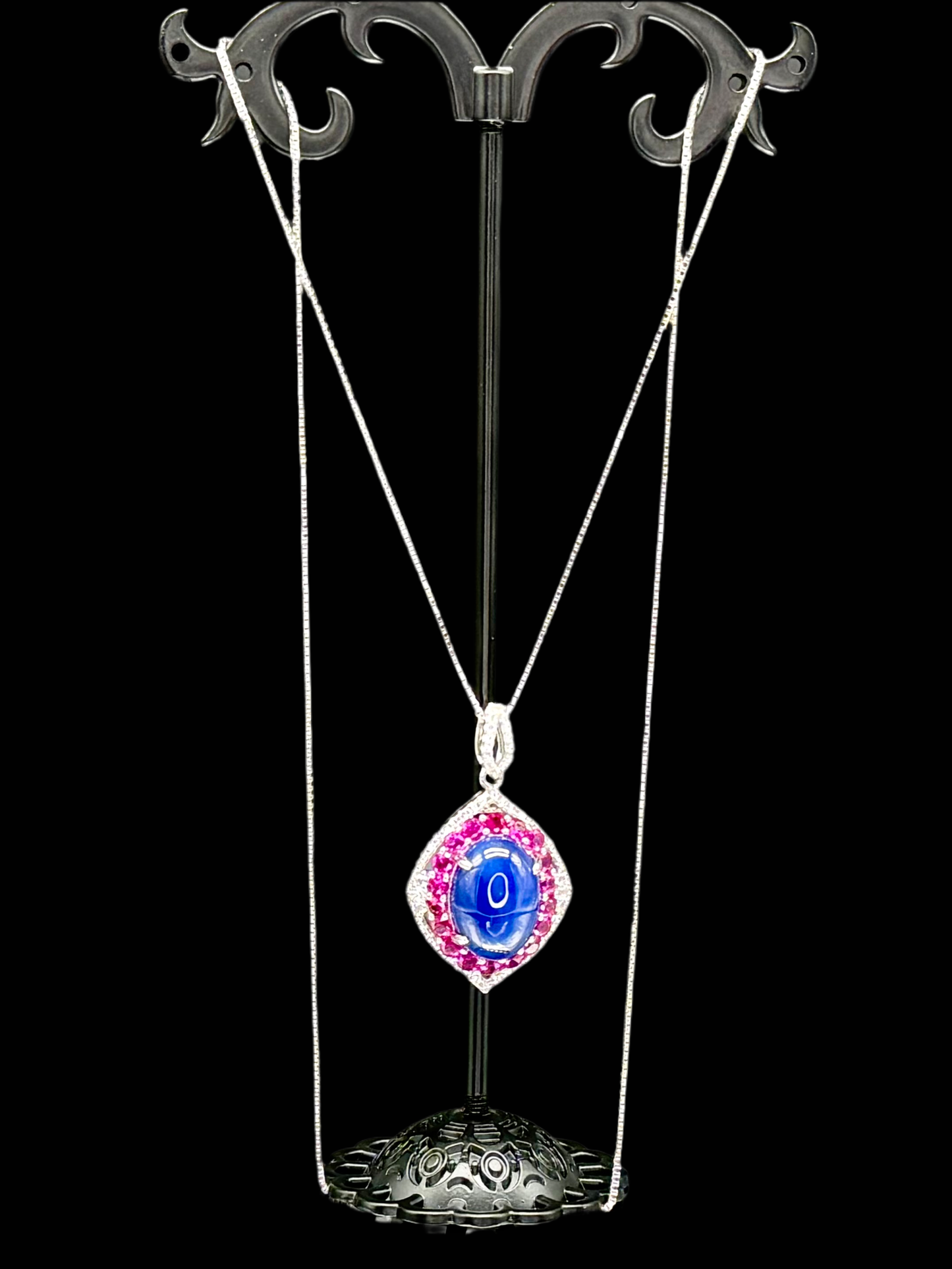 925 Sterling Silver Cats Eye Gems Cabochon Custom Made Pendant Necklace For Women/Men