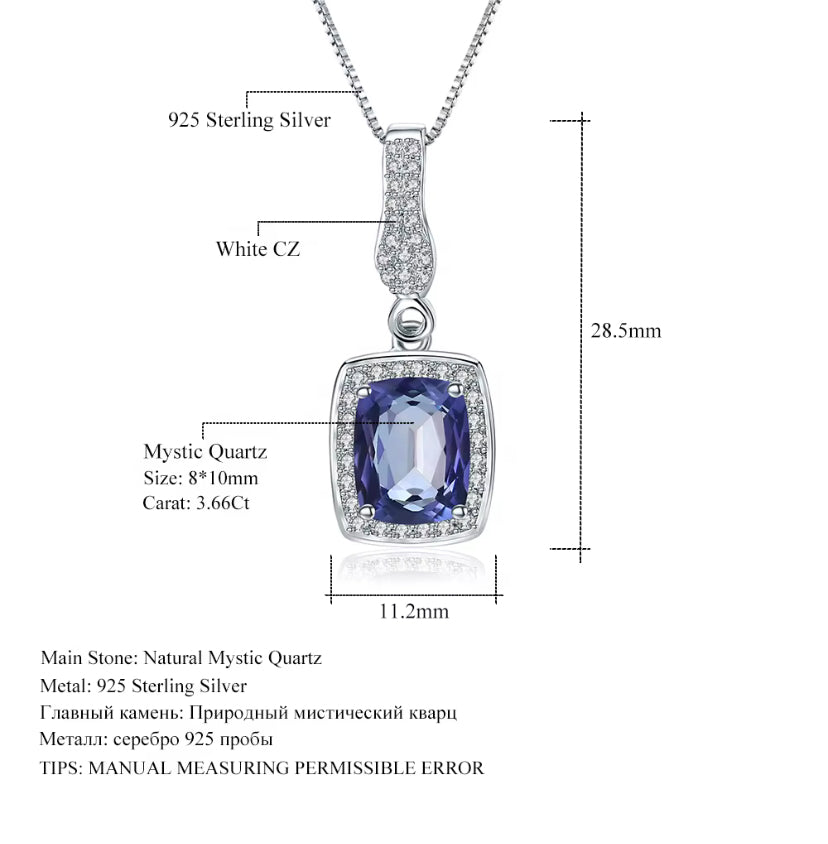 Timeless Blue Mystic Quartz Sterling Silver Jewelry Set – Pendant Necklace & Drop Earrings - ShopSmart 