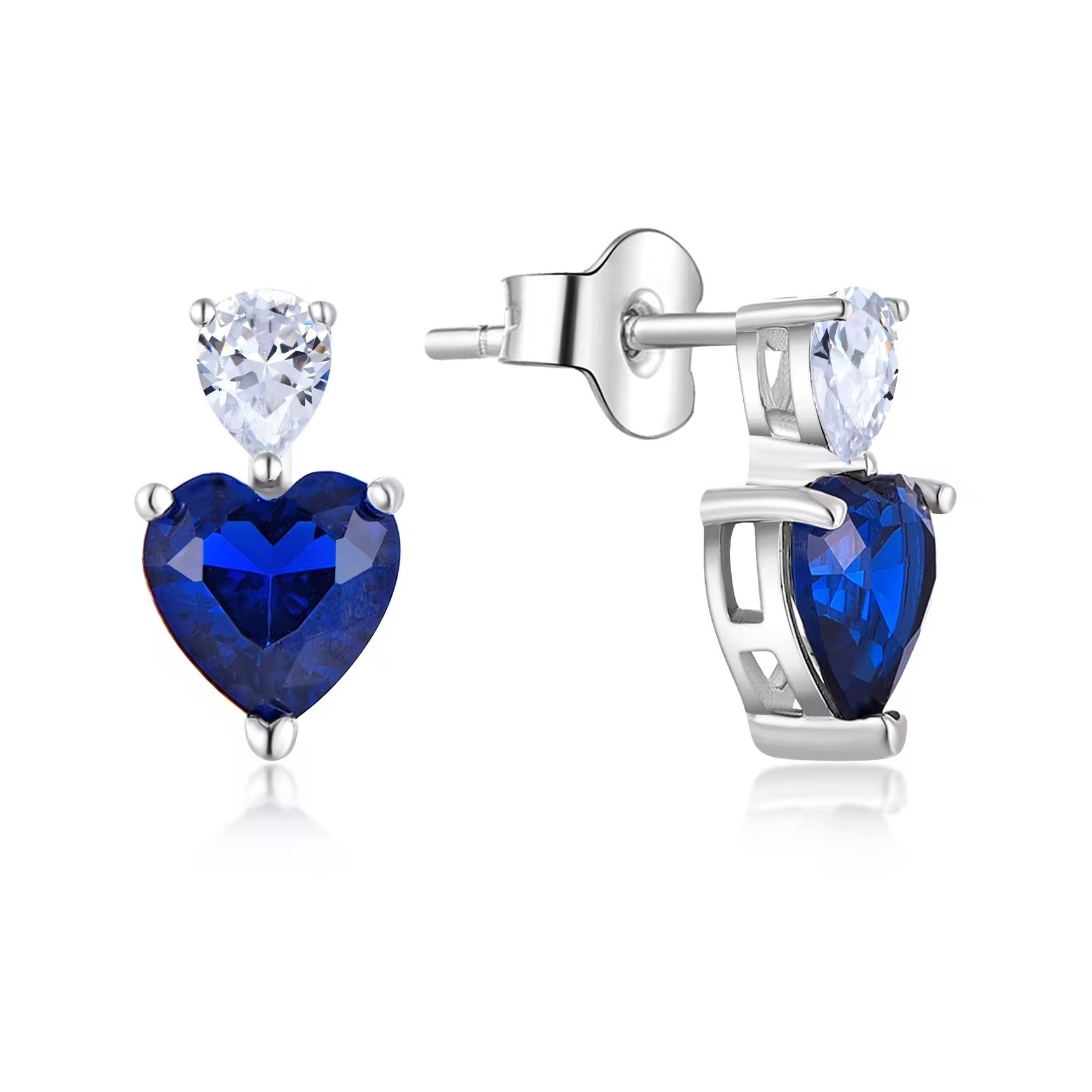 925 Sterling Silver Blue Heart Necklace And Earrings Set For Women/Girls - ShopSmart 