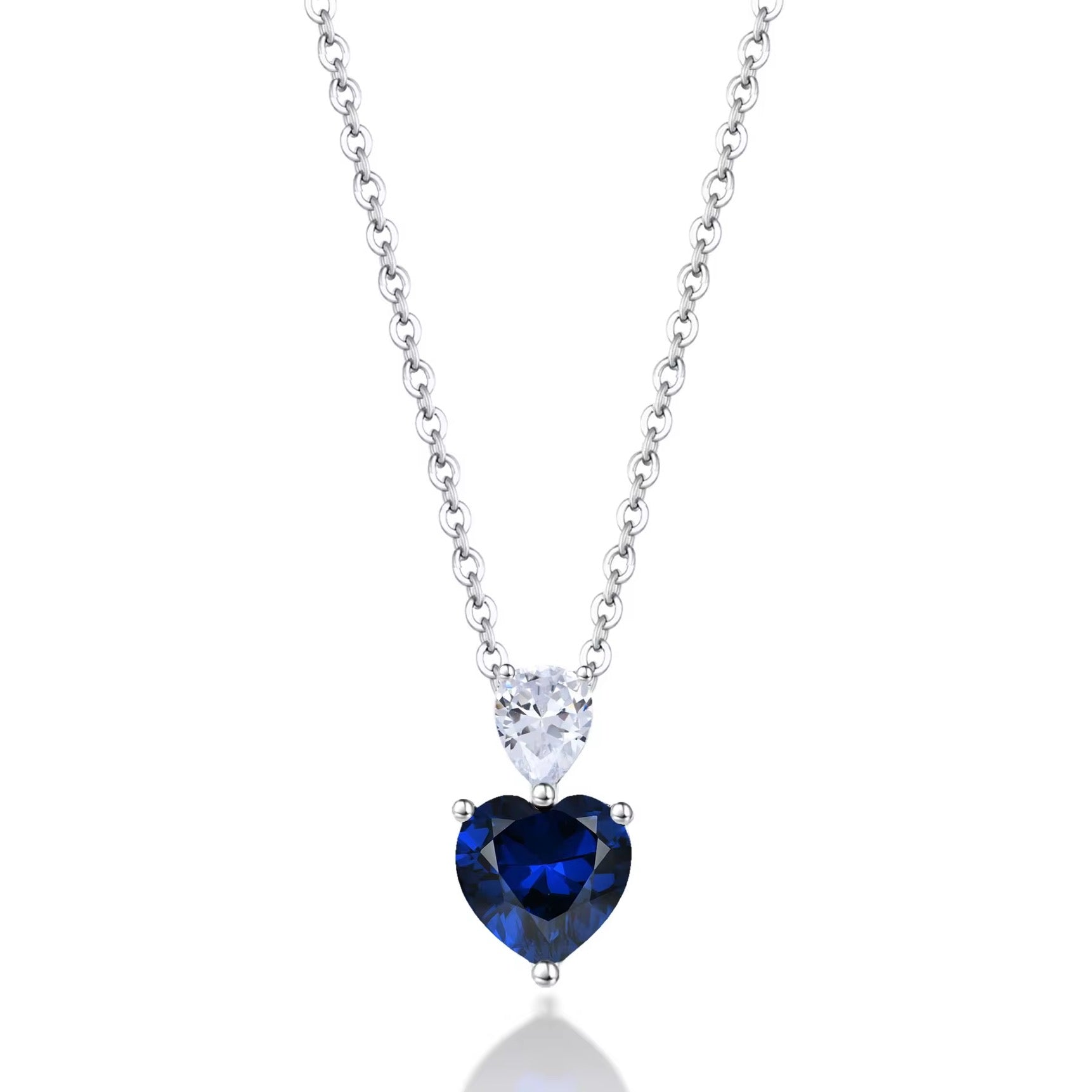 925 Sterling Silver Blue Heart Necklace And Earrings Set For Women/Girls - ShopSmart 