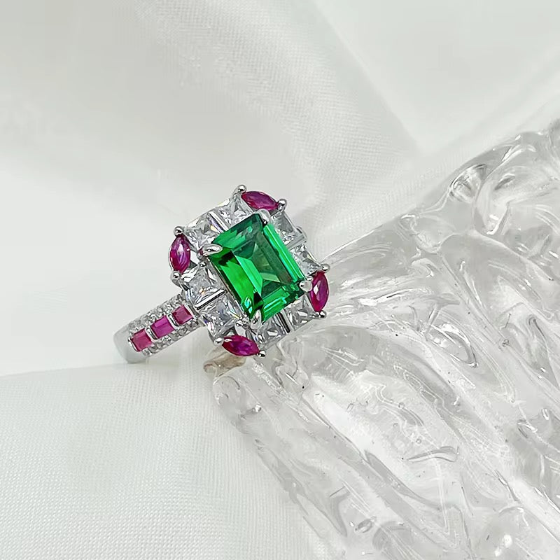 925s Silver Ring Featuring Emerald Cut Zircon Classic Finger Ring For Women & Men - ShopSmart 