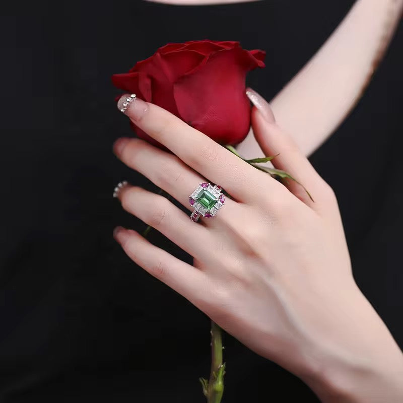 925s Silver Ring Featuring Emerald Cut Zircon Classic Finger Ring For Women & Men - ShopSmart 